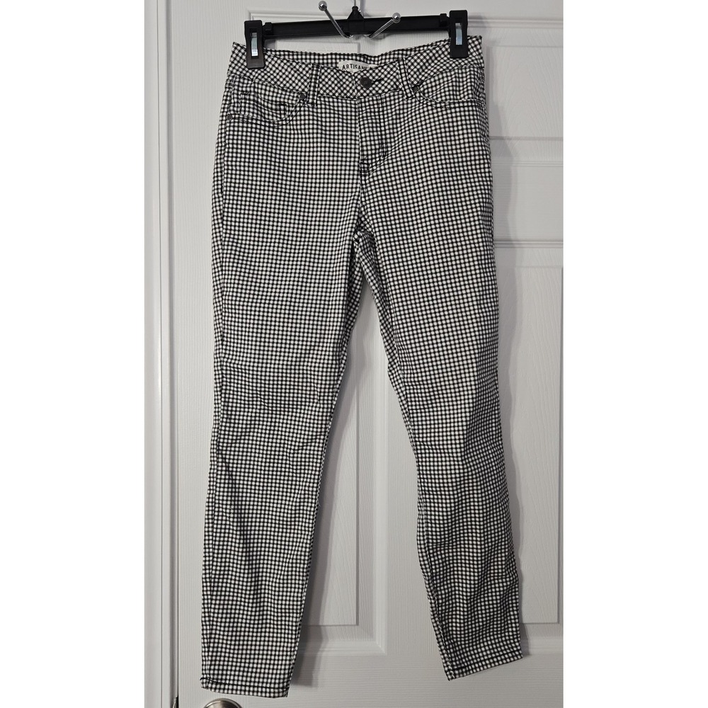 Artisan NY Womans Ankle Pants. Size 4‎ x 26 black & White plaid